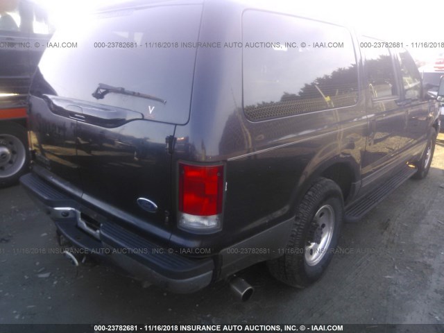 1FMNU40L21EB63759 - 2001 FORD EXCURSION XLT PURPLE photo 4