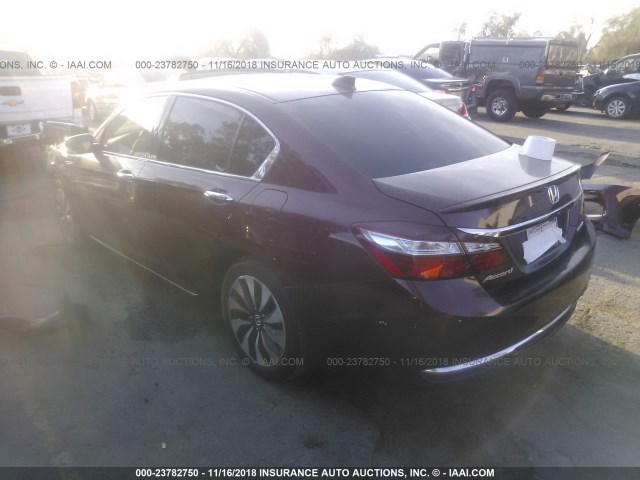 JHMCR6F59HC000855 - 2017 HONDA ACCORD HYBRID/EXL BURGUNDY photo 3