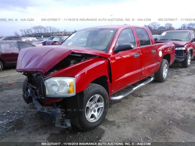 1D7HW48K25S252820 - 2005 DODGE DAKOTA QUAD SLT RED photo 2