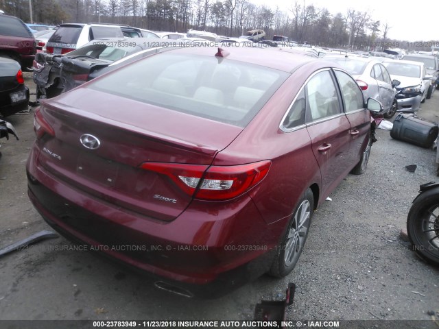 5NPE34AF1FH239673 - 2015 HYUNDAI SONATA SPORT/LIMITED RED photo 4