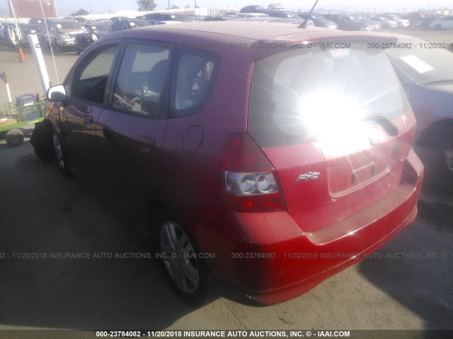 JHMGD38678S062328 - 2008 HONDA FIT SPORT RED photo 3