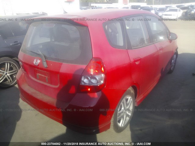 JHMGD38678S062328 - 2008 HONDA FIT SPORT RED photo 4