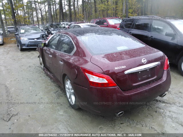 1N4AA5AP4BC833625 - 2011 NISSAN MAXIMA S/SV MAROON photo 3