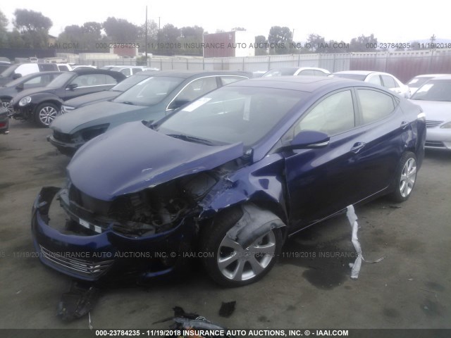 5NPDH4AE4CH123609 - 2012 HYUNDAI ELANTRA GLS/LIMITED BLUE photo 2