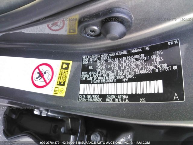 5TDZKRFH1ES008311 - 2014 TOYOTA HIGHLANDER LE/LE PLUS 灰色 照片 9