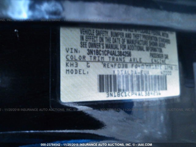 3N1BC1CP4AL384256 - 2010 NISSAN VERSA S/SL BLACK photo 9