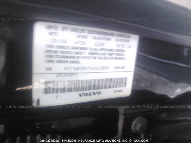 YV1SW59V742423889 - 2004 VOLVO V70 FWD BLACK photo 9