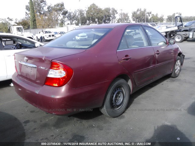 4T1BE32K94U339229 - 2004 TOYOTA CAMRY LE/XLE/SE BURGUNDY photo 4