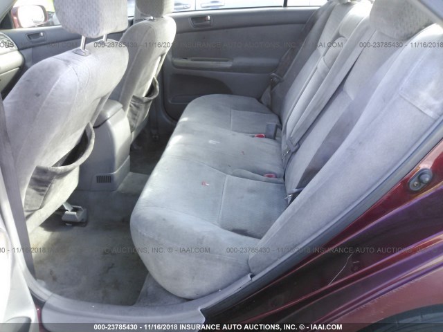 4T1BE32K94U339229 - 2004 TOYOTA CAMRY LE/XLE/SE BURGUNDY photo 8