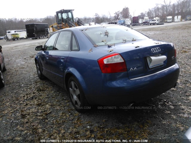 WAULC68EX2A114587 - 2002 AUDI A4 1.8T QUATTRO BLUE photo 3