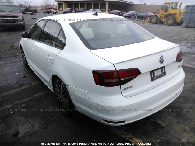 3VWB17AJ6GM389298 - 2016 VOLKSWAGEN JETTA SPORT WHITE photo 3