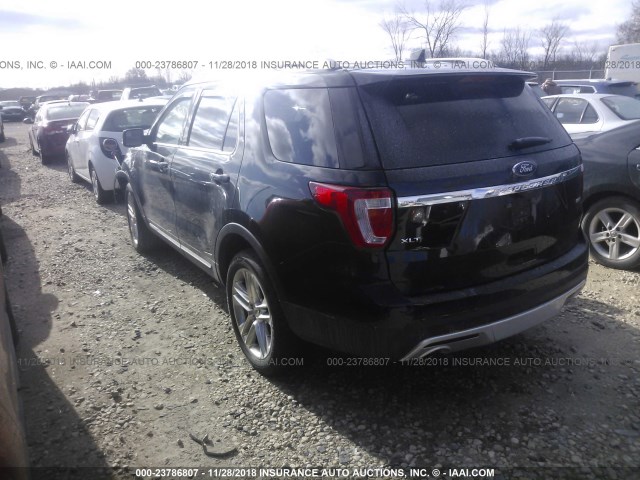 1FM5K8D8XGGA01149 - 2016 FORD EXPLORER XLT BLACK photo 3