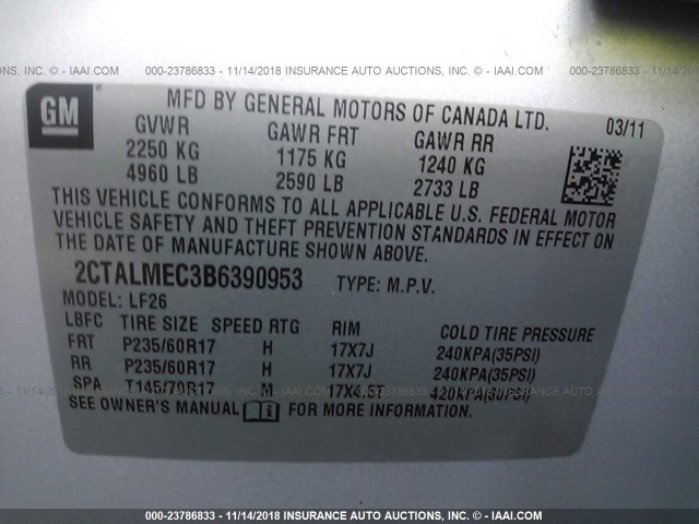 2CTALMEC3B6390953 - 2011 GMC TERRAIN SLE SILVER photo 9