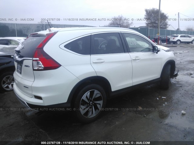 5J6RM4H94FL089384 - 2015 HONDA CR-V TOURING WHITE photo 4