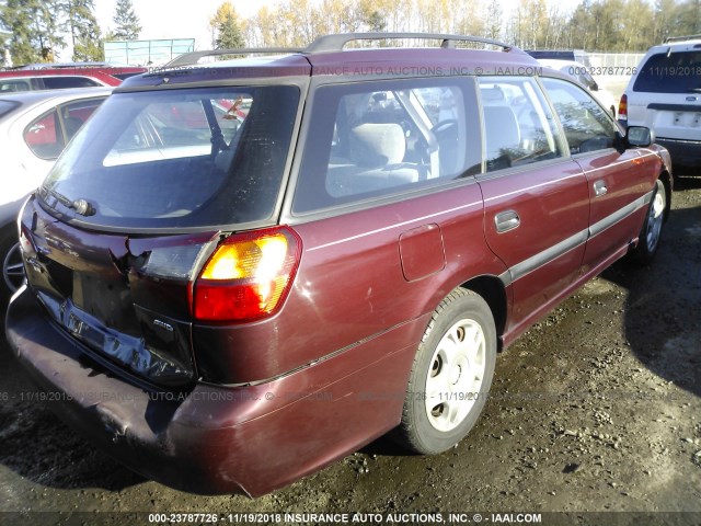 4S3BH635X17305493 - 2001 SUBARU LEGACY L MAROON photo 4