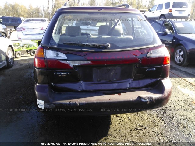 4S3BH635X17305493 - 2001 SUBARU LEGACY L MAROON photo 6