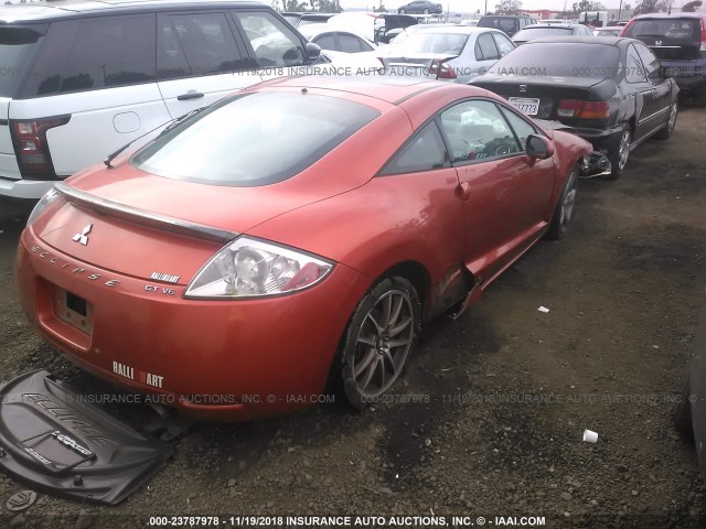 4A3AK34T37E015123 - 2007 MITSUBISHI ECLIPSE GT ORANGE photo 4