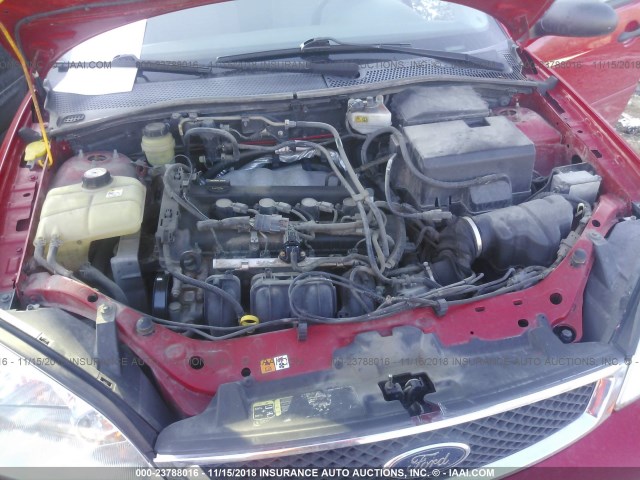 1FAFP34N25W188463 - 2005 FORD FOCUS ZX4 RED photo 10