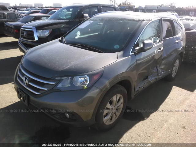 2HKRM4H76EH664365 - 2014 HONDA CR-V EXL GRAY photo 2