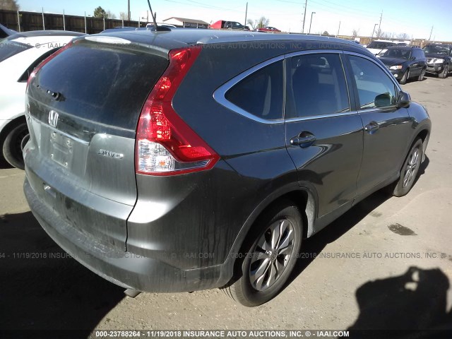 2HKRM4H76EH664365 - 2014 HONDA CR-V EXL GRAY photo 4