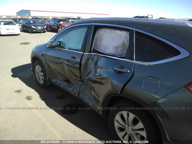 2HKRM4H76EH664365 - 2014 HONDA CR-V EXL GRAY photo 6