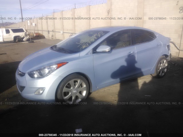 KMHDH4AEXCU282913 - 2012 HYUNDAI ELANTRA GLS/LIMITED Light Blue photo 2