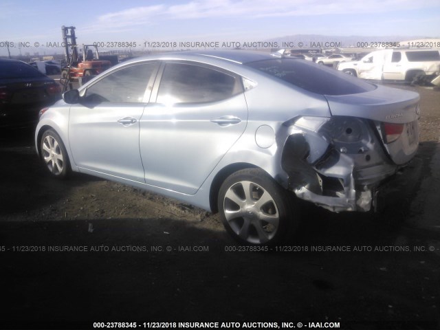 KMHDH4AEXCU282913 - 2012 HYUNDAI ELANTRA GLS/LIMITED Light Blue photo 3