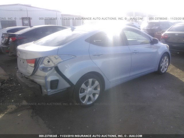 KMHDH4AEXCU282913 - 2012 HYUNDAI ELANTRA GLS/LIMITED Light Blue photo 4