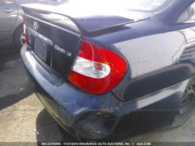 4T1BE32K63U181298 - 2003 TOYOTA CAMRY LE/XLE/SE BLUE photo 6