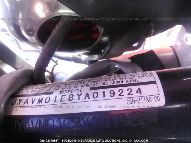 JYAVM01E8YA019224 - 2000 YAMAHA XVS65 A BLACK photo 10