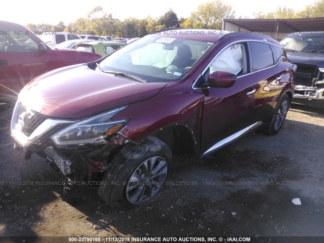 5N1AZ2MG3JN117388 - 2018 NISSAN MURANO S/SL/SV/PLATINUM RED photo 2