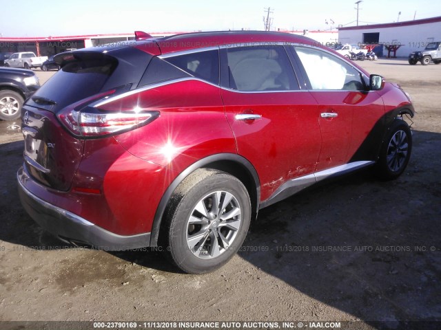 5N1AZ2MG3JN117388 - 2018 NISSAN MURANO S/SL/SV/PLATINUM RED photo 4