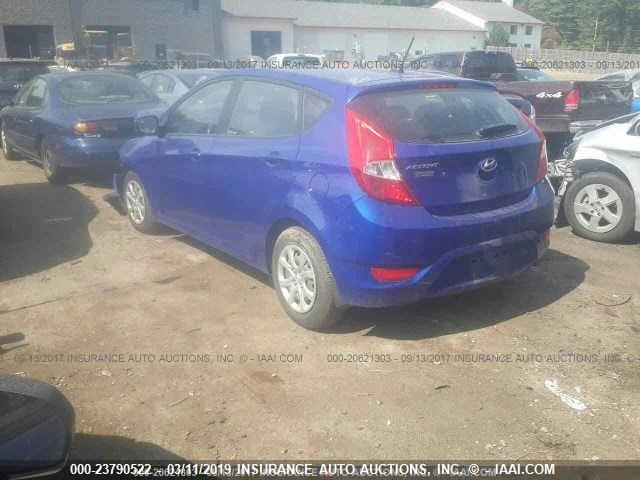 KMHCT5AE5EU148197 - 2014 HYUNDAI ACCENT GLS/GS BLUE photo 3