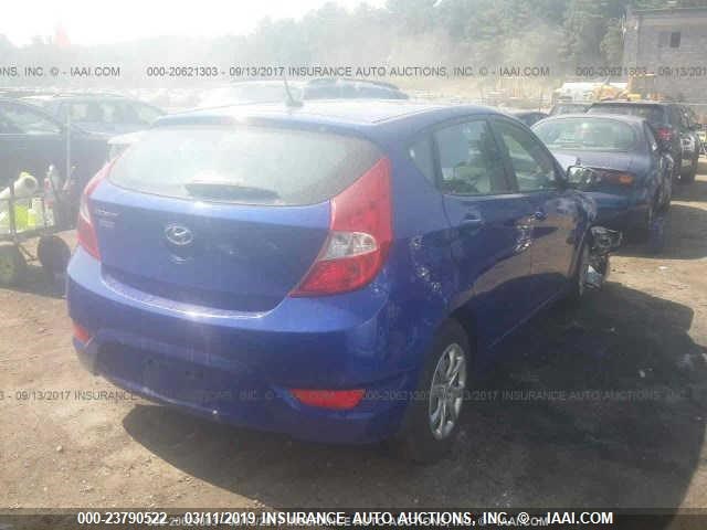 KMHCT5AE5EU148197 - 2014 HYUNDAI ACCENT GLS/GS BLUE photo 4