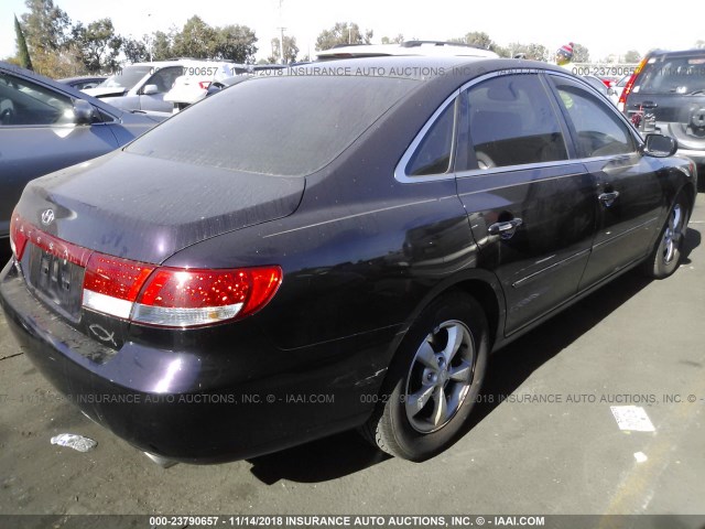 KMHFC46F66A074669 - 2006 HYUNDAI AZERA PURPLE photo 4