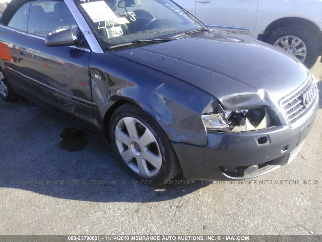 WAUAT48H03K020560 - 2003 AUDI A4 3.0 CABRIOLET GRAY photo 6