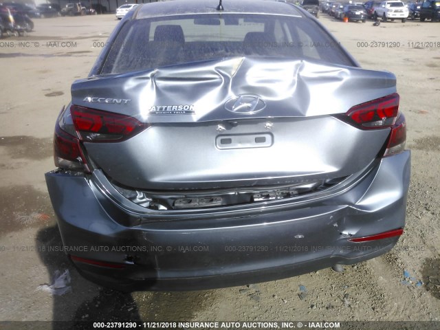 3KPC24A39JE032378 - 2018 HYUNDAI ACCENT SEL GRAY photo 6