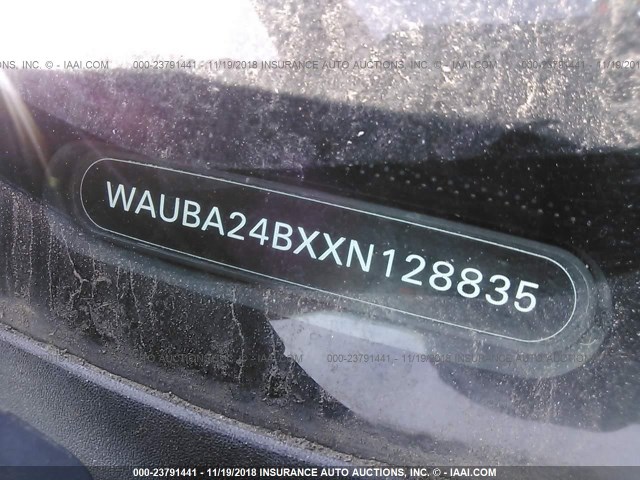 WAUBA24BXXN128835 - 1999 AUDI A6 2.8 QUATTRO SILVER photo 9