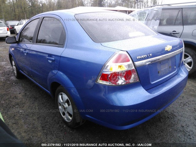 KL1TD56677B115355 - 2007 CHEVROLET AVEO LS BLUE photo 3