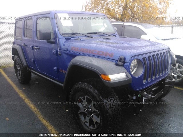 1C4HJXFN4JW198737 - 2018 JEEP WRANGLER UNLIMITE RUBICON BLUE photo 1