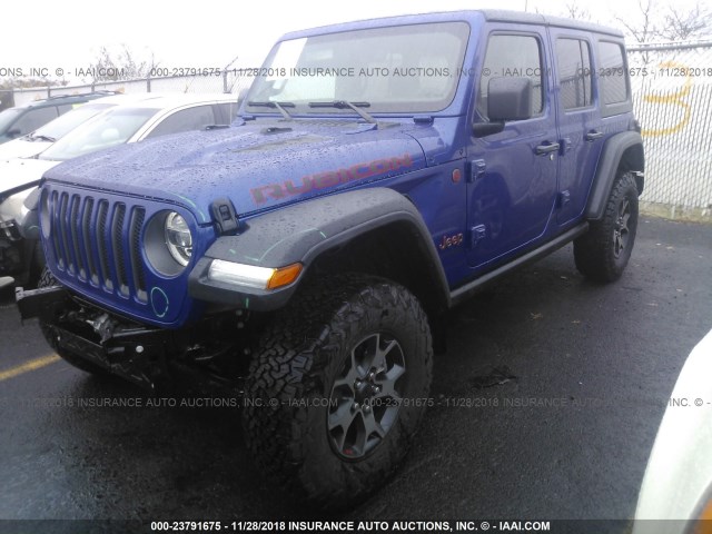 1C4HJXFN4JW198737 - 2018 JEEP WRANGLER UNLIMITE RUBICON BLUE photo 2