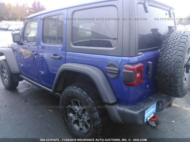 1C4HJXFN4JW198737 - 2018 JEEP WRANGLER UNLIMITE RUBICON BLUE photo 3