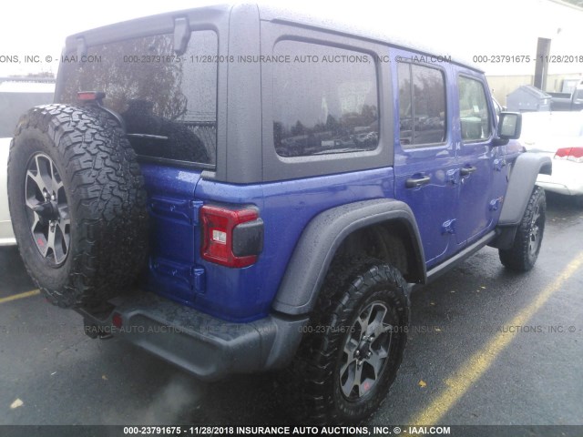 1C4HJXFN4JW198737 - 2018 JEEP WRANGLER UNLIMITE RUBICON BLUE photo 4