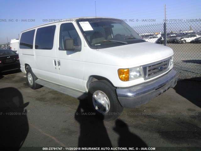 1FBNE31P76HA69951 - 2006 FORD ECONOLINE E350 SUPER DUTY WAGON WHITE photo 1