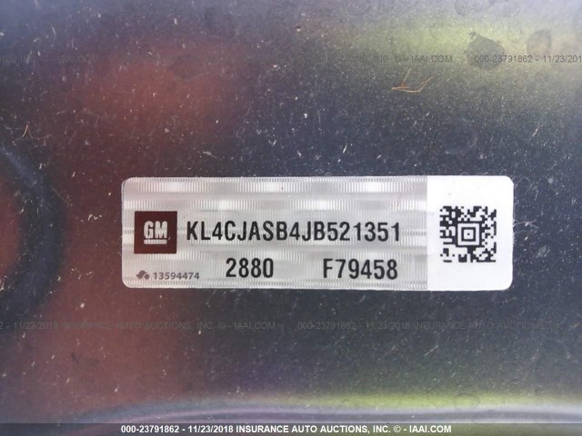 KL4CJASB4JB521351 - 2018 BUICK ENCORE PREFERRED GRAY photo 9