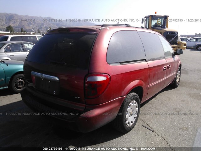 2C8GP44G11R168616 - 2001 CHRYSLER TOWN & COUNTRY LX RED photo 4