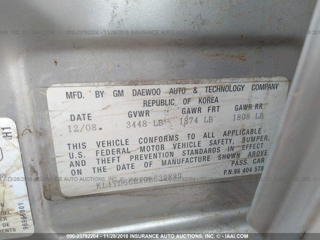 KL1TD66EX9B632889 - 2009 CHEVROLET AVEO LS/LT SILVER photo 9