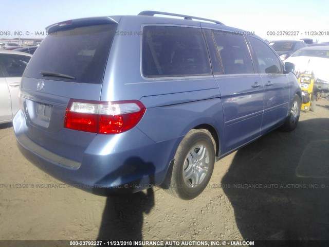 5FNRL387X7B023766 - 2007 HONDA ODYSSEY EXL BLUE photo 4