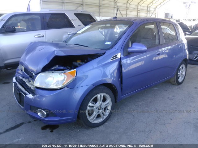 KL1TG66E89B379451 - 2009 CHEVROLET AVEO LT BLUE photo 2