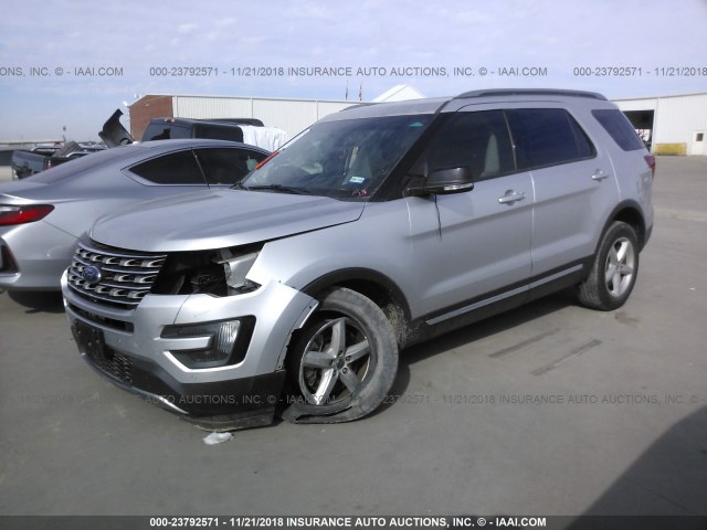 1FM5K8D83GGA87436 - 2016 FORD EXPLORER XLT SILVER photo 2